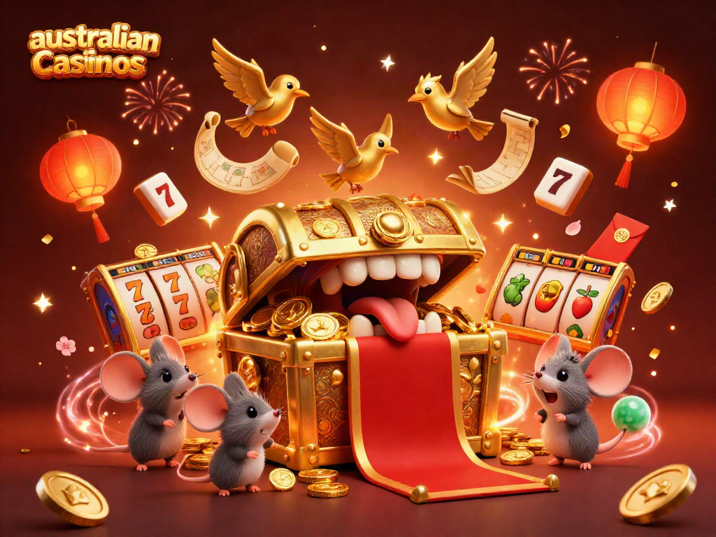 Enjoy the thrill of australian online casinos with vibrant characters and dynamic slot elements.