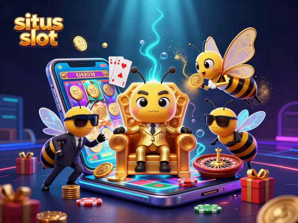 Spin and win on situs slot with a vibrant bumblebee mob boss and jackpot elements!