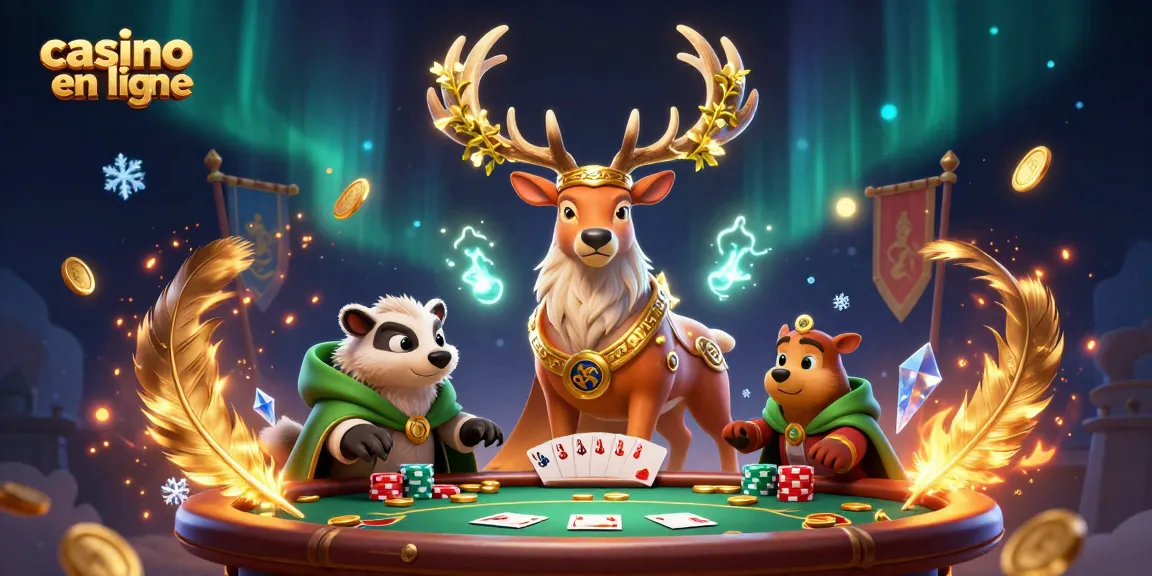 Jouer au casino en ligne avec un druide stag mystique, un blaireau sage, et des lumières flottantes dans une ambiance magique.
