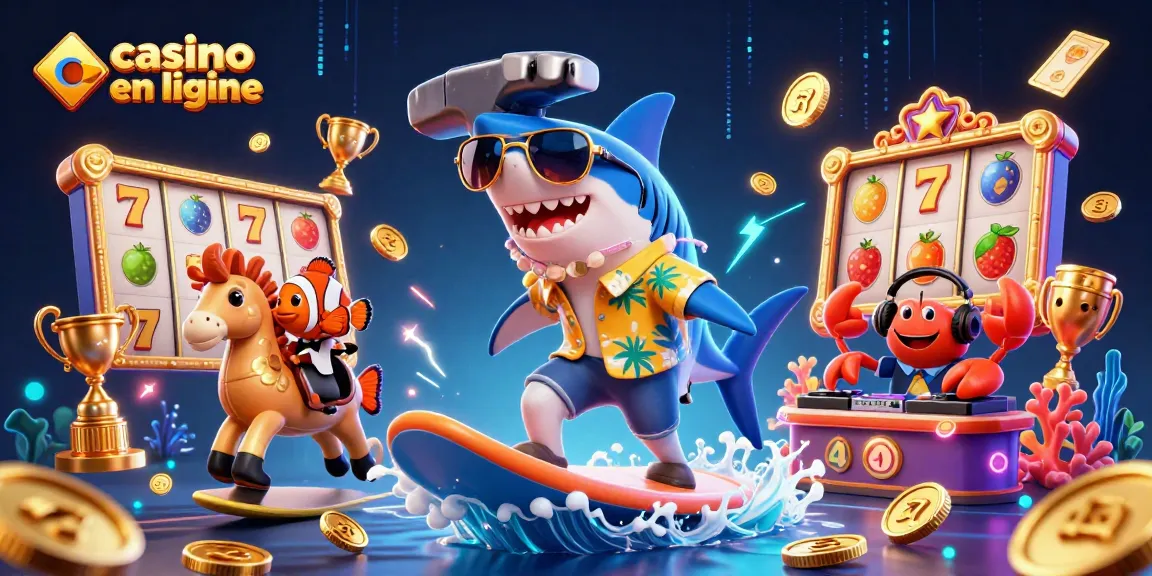 Jouer sur un casino en ligne avec des personnages aquatiques colorés et des éléments de jackpot.