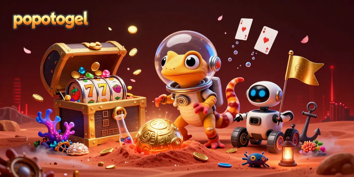 Play slots at popotogel's vibrant casino, featuring Martian characters and dynamic game elements.