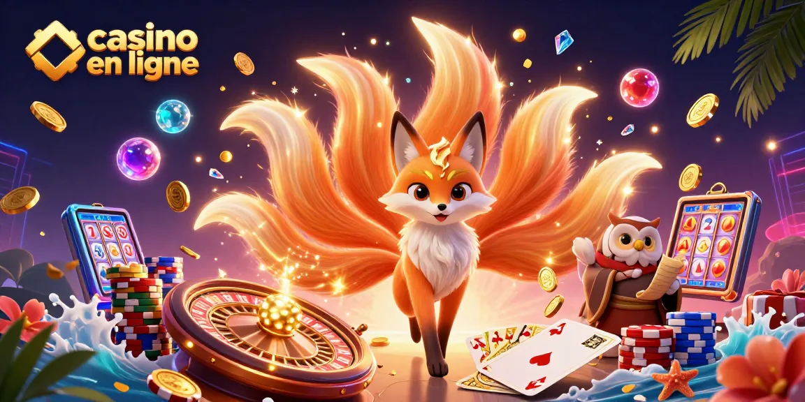 Gagnez gros au casino en ligne avec un esprit renard et un hibou sage entourés de pièces d'or et de jeux.