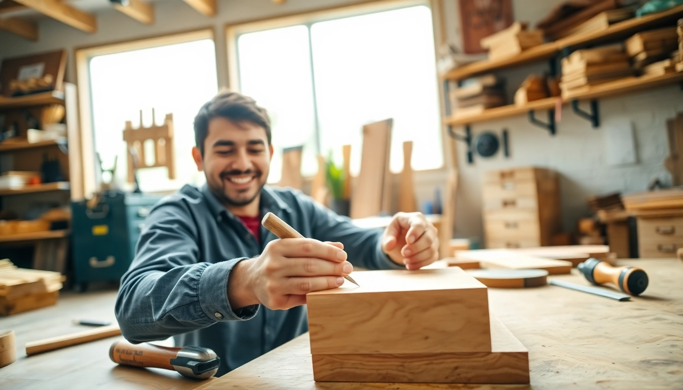 Engaged apprentice actively crafting in a carpentry apprenticeship workshop.