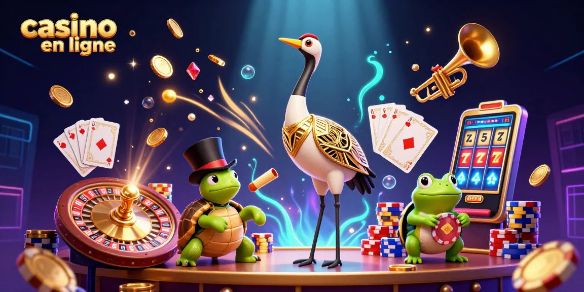 Illustration 3D d'un casino en ligne avec des personnages captivants, jeux et éléments ludiques.