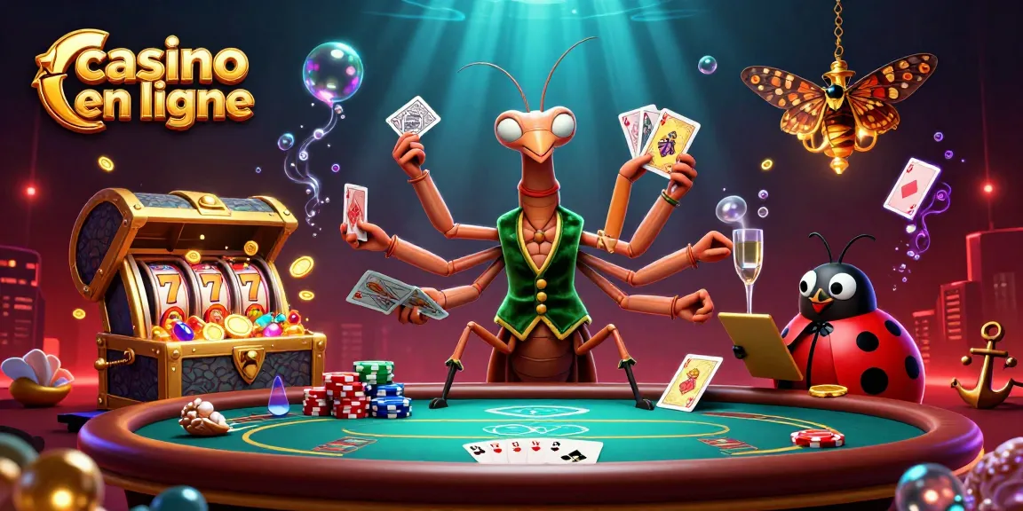 Découvrez une animation dynamique de casino en ligne avec un mante religieuse en action.