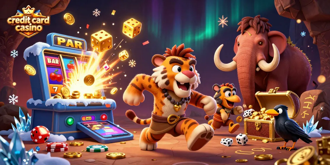 Experience the excitement of a credit card casino with a vibrant 3D gaming scene.