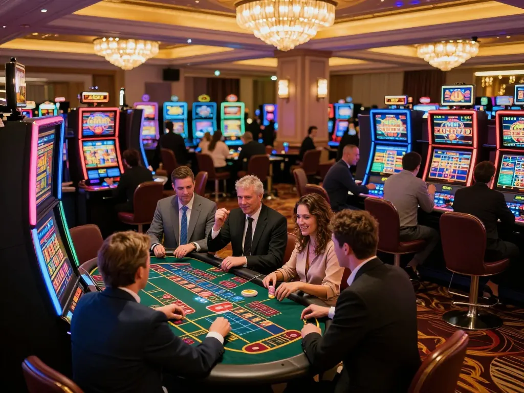 Enjoying gameplay at casinò online italiani non aams with vibrant slot machines and players in action.