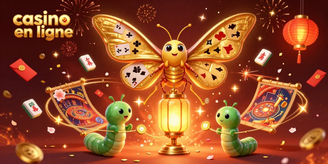 Profitez des jeux au casino en ligne avec cette illustration 3D captivante, mêlant douceur des papillons et éclats de jeux