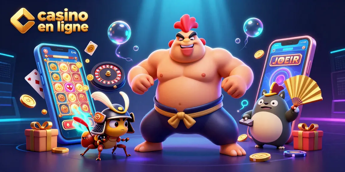 Vivez l'expérience du casino en ligne avec un combat dynamique entre un sumo et un cricket samouraï!