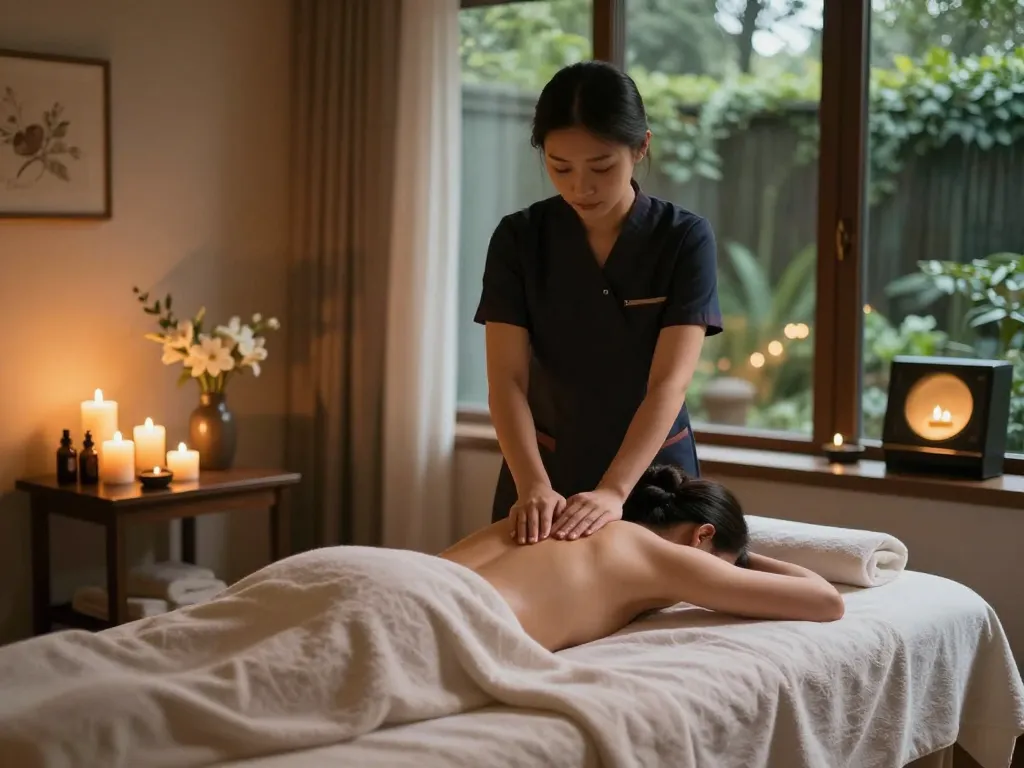 Swedish massage experience at https://www.makangs.com/ with serene therapist and calming spa atmosphere.