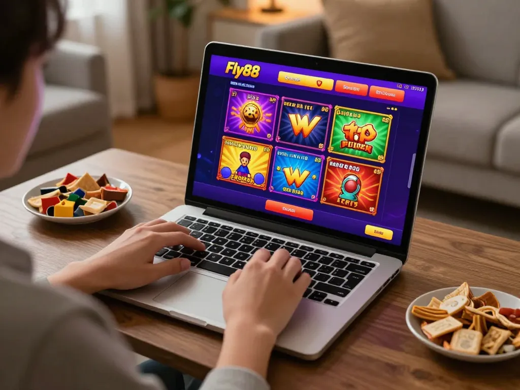 Enjoy immersive gaming at Fly88 with a cozy home setup for online casino action.