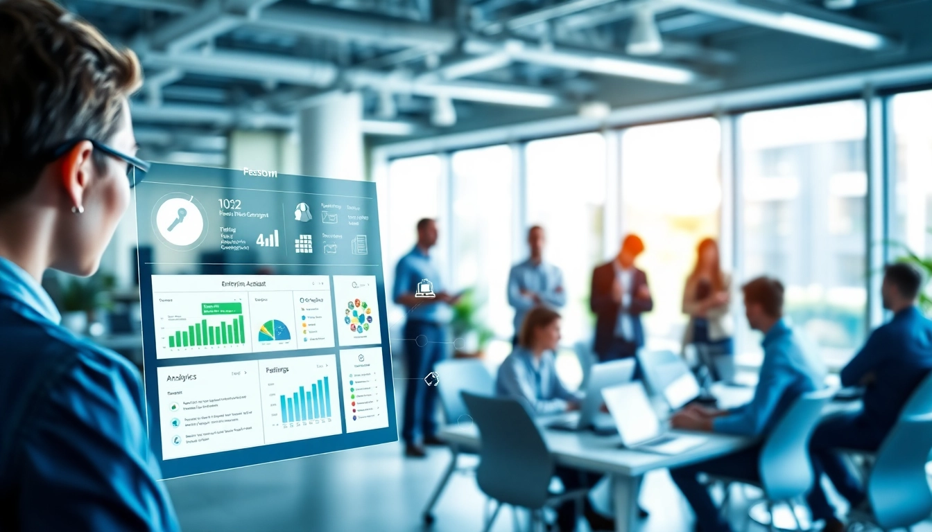 Visual representation of an enterprise assistant platform enhancing teamwork and productivity in an office.