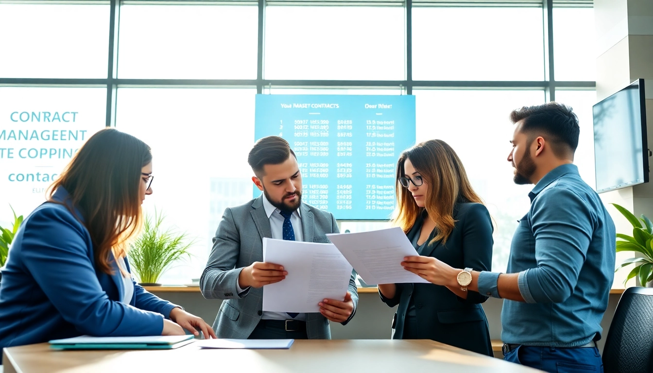 Streamlined contract management process in a professional office environment.