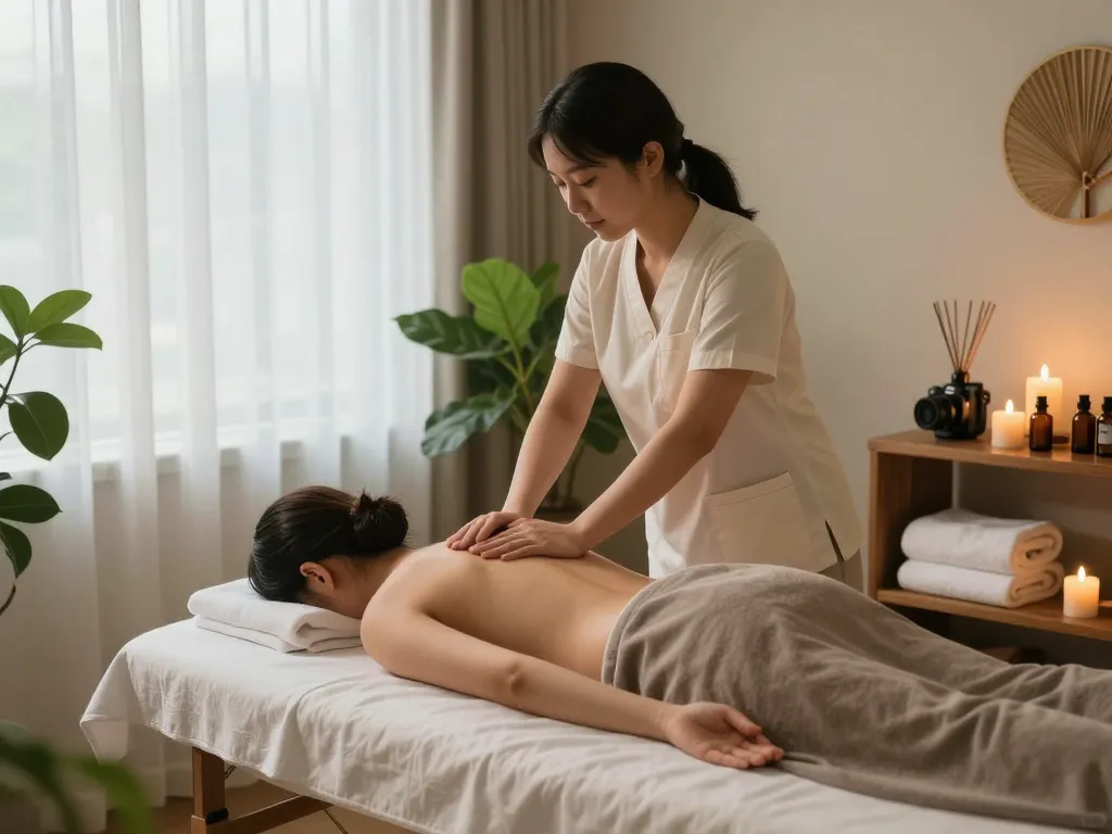 편안한 장식과 아늑한 조명이 있는 평화로운 스파 환경에서 전문 인계동마사지 치료.