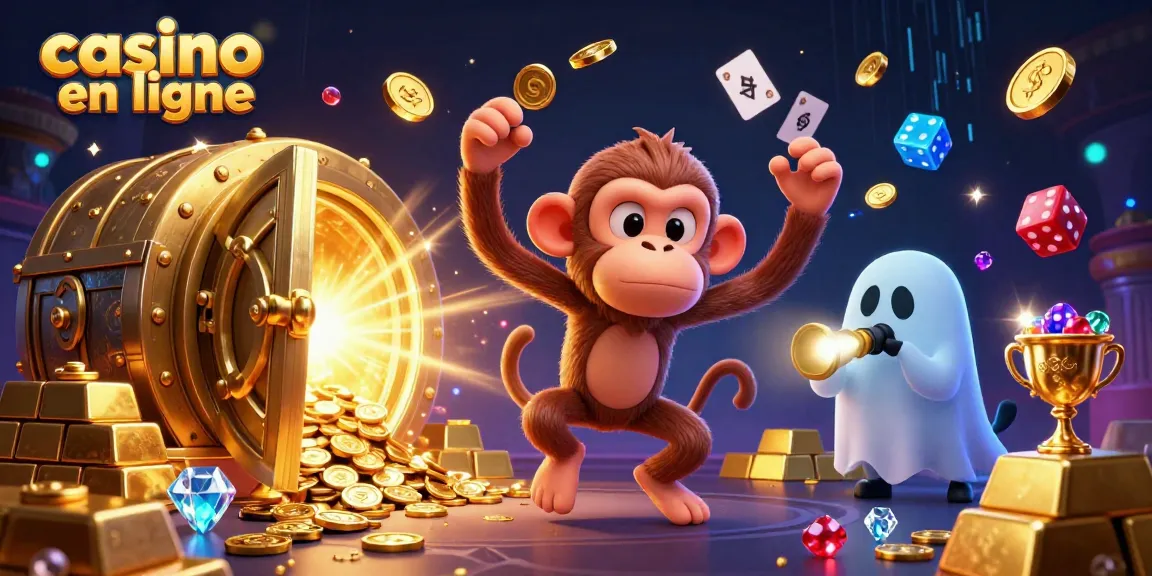 Découvrez le casino en ligne avec une scène animée de jeu riche en trésors et en personnages dynamiques.