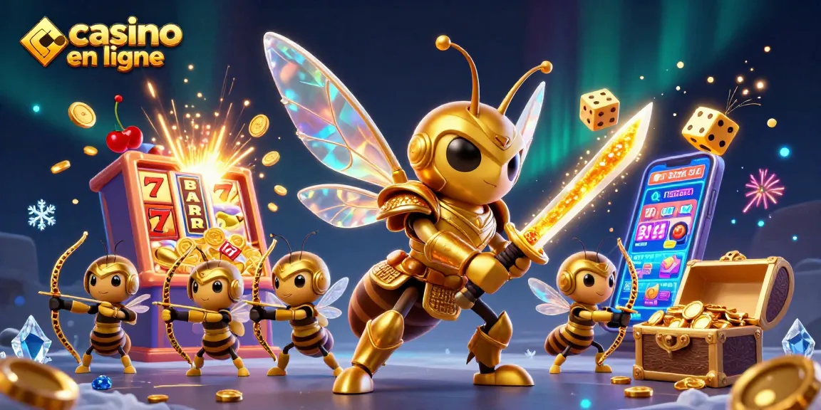 Gagnez avec casino en ligne grâce à cette illustration colorée de machines à sous et de personnages captivants.