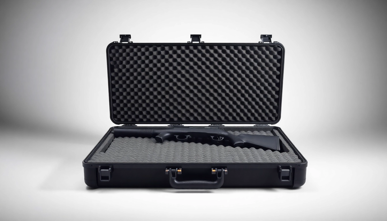 Discover custom foam for rifle case featuring organized compartments and a sleek design.
