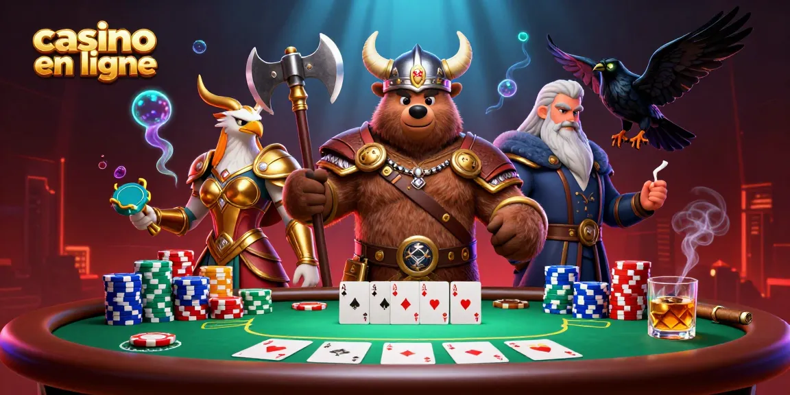 Jouez dans le meilleur casino en ligne avec des personnages 3D captivants, des jetons et des cartes.