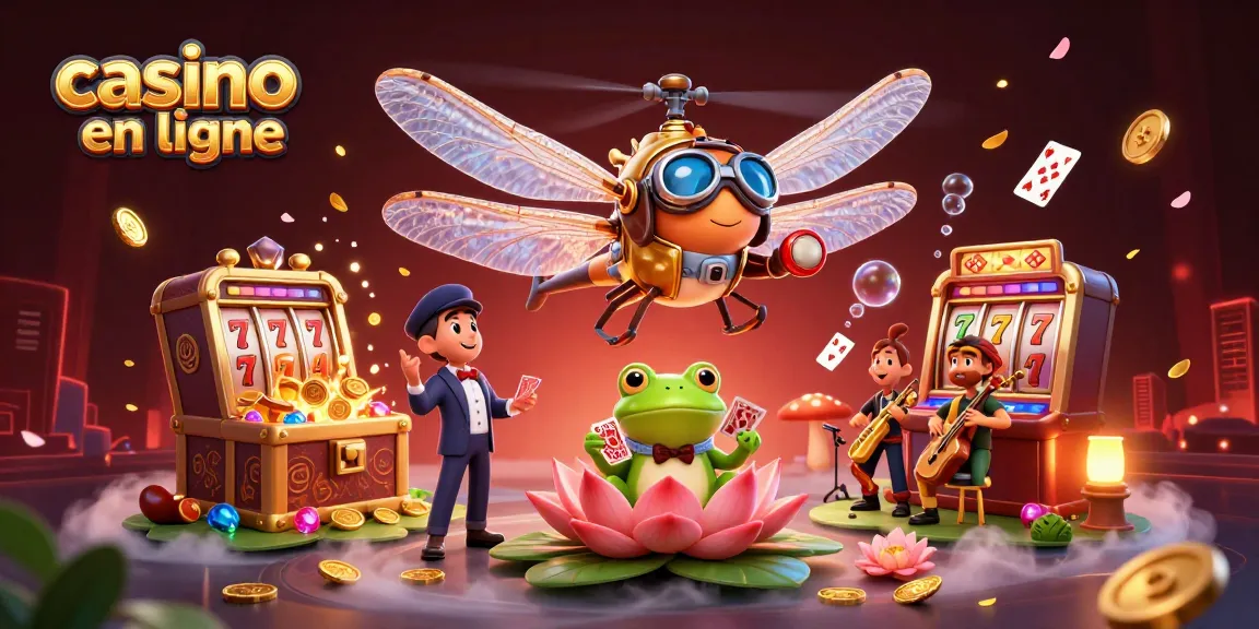 Casino en ligne : un dragonfly pilote et un croupier grenouille créent l'ambiance d'un jeu captivant.