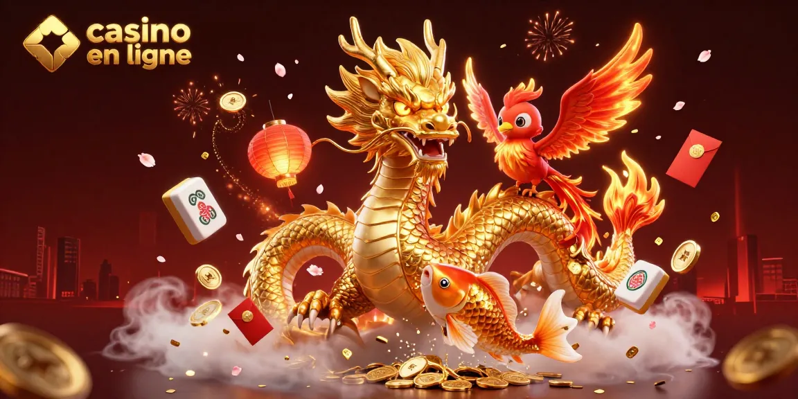 Découvrez la magie des jeux de casino en ligne avec un dragon dans une pluie de pièces dorées.