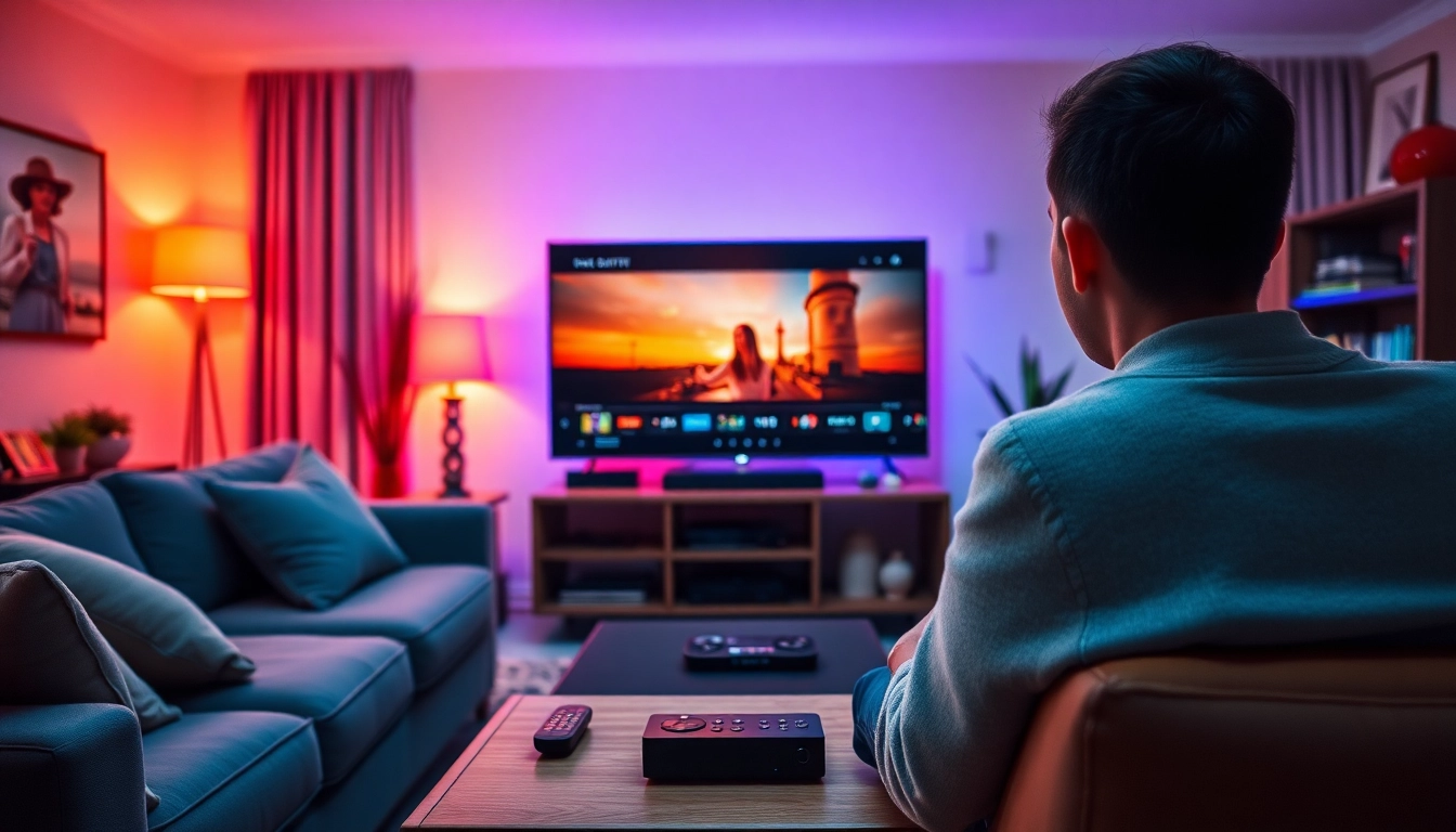 Enjoy quality streaming with IPTV Suisse in a cozy modern living room with stylish decor.