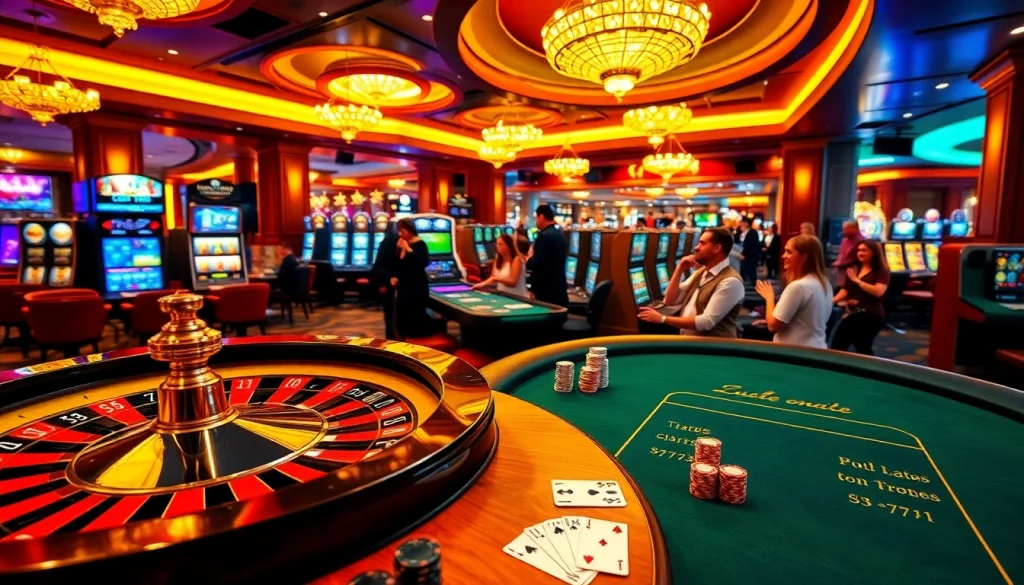 Explore thrilling gambling experiences at https://xx88.boats/ featuring an elegant casino interior filled with excitement and winning opportunities.
