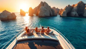 Experience yacht rental Cabo prices with friends on a luxurious yacht enjoying stunning views.
