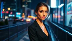 Book fotografico modelle con una modella elegante in una scena urbana accattivante.