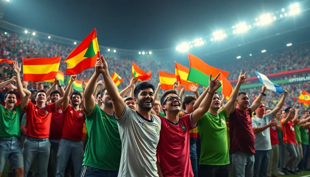 해외축구중계를 즐기는 다양한 팬들과 응원하는 모습