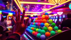 Menangkap momen seru bermain plink slot dengan bola berwarna cerah jatuh ke bawah.