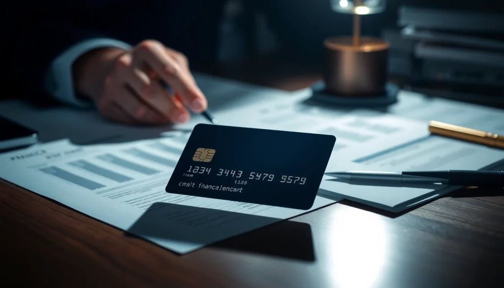 신용카드 현금화의 중요성을 나타내는 카드와 재정 문서가 있는 설정