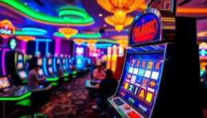 Rasakan keseruan dari permainan slot pulsa dengan suasana kasino yang meriah.