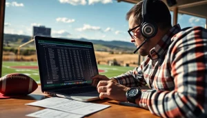 Engaged bettor exploring sports betting sites Saskatchewan amidst Saskatchewan's scenic landscapes.