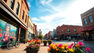 Discover vibrant culture and community in Clarksburg through a bustling street scene.