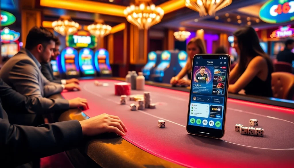 Người chơi tham gia một ván poker cược cao, ứng dụng Tik88 hiển thị trên điện thoại thông minh.