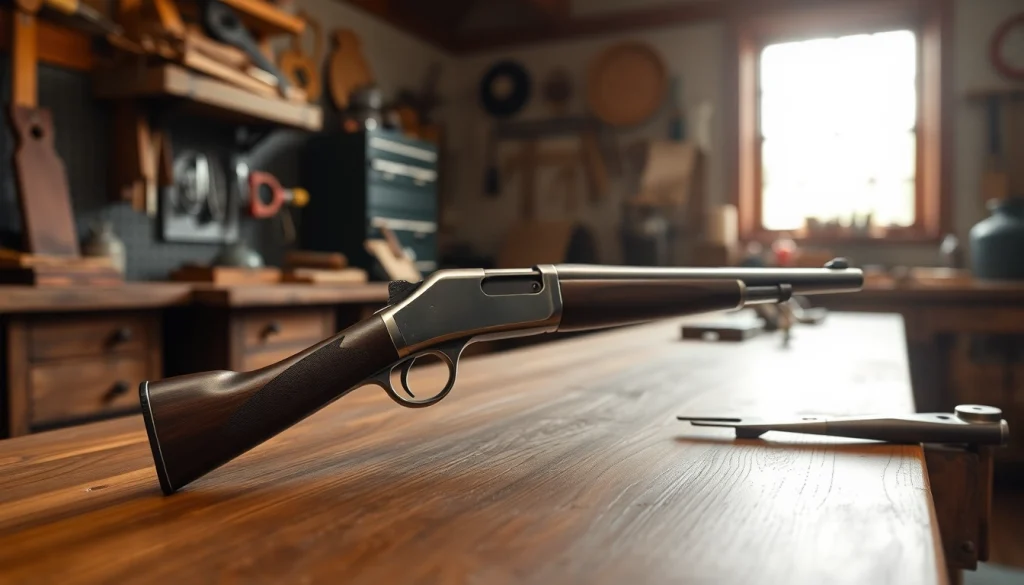 Showcasing the Alamo trigger in a rustic workshop setting with intricate details.