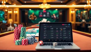 Experience authentic gaming excitement with 7m cn in a luxury casino setting featuring poker cards and chips.