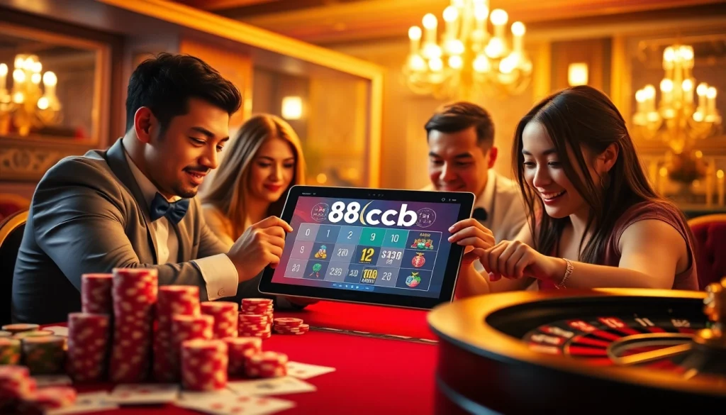 Experience thrilling game action at 88clb casino tables with vibrant poker chips and roulette wheels.