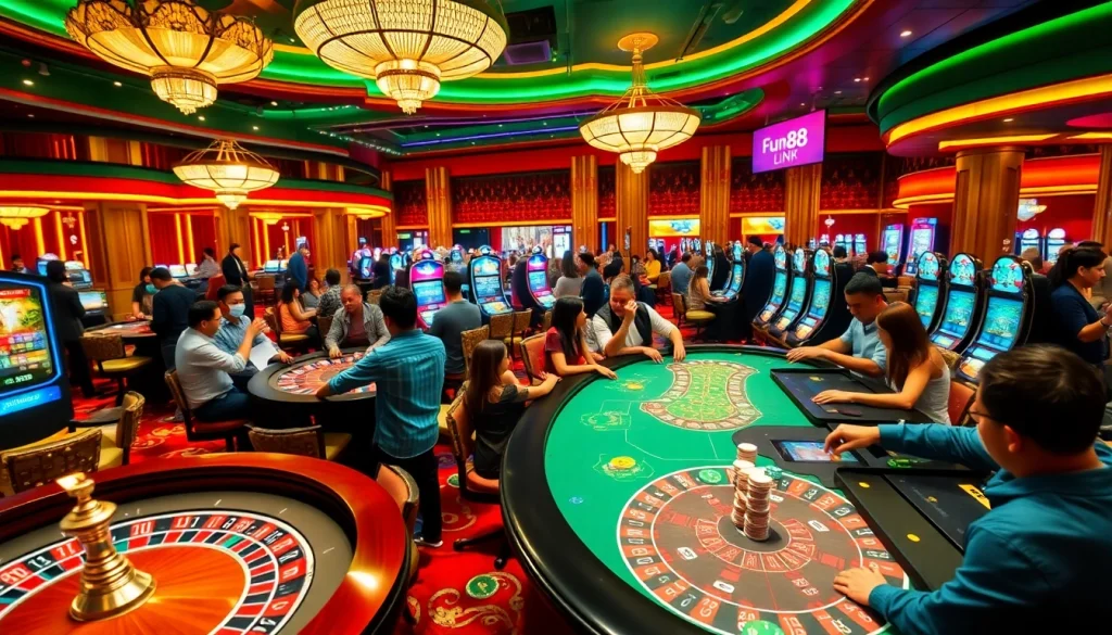 Experience thrilling gameplay with Fun88 link in a luxurious casino atmosphere.