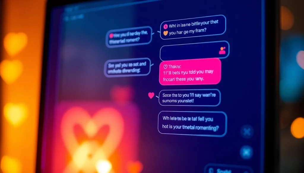 Engaging AI sex chat interface with flirty dialogue and romantic elements.
