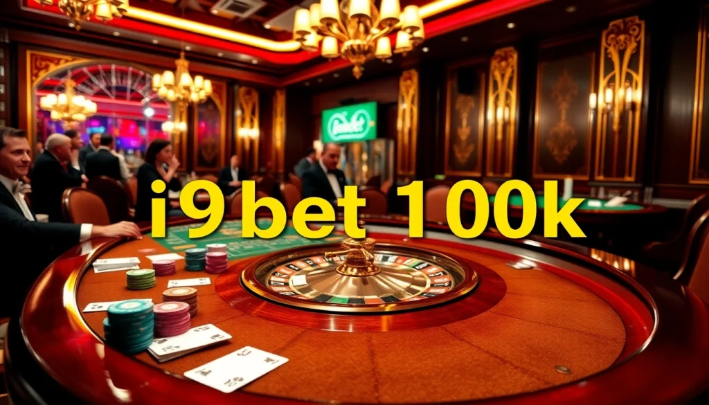 Experience the thrill of winning at i9bet 100k with vibrant casino visuals of luxury gambling.