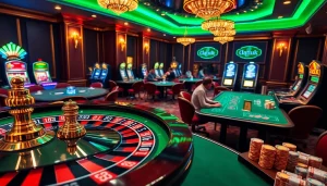 Rasakan sensasi "Datuk Win" di suasana kasino mewah yang menampilkan roda roulette dan meja poker penuh aksi.