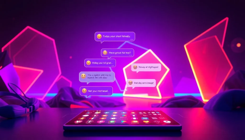 Engaging NSFW AI chat interface with vibrant colors and playful emojis