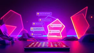 Engaging NSFW AI chat interface with vibrant colors and playful emojis