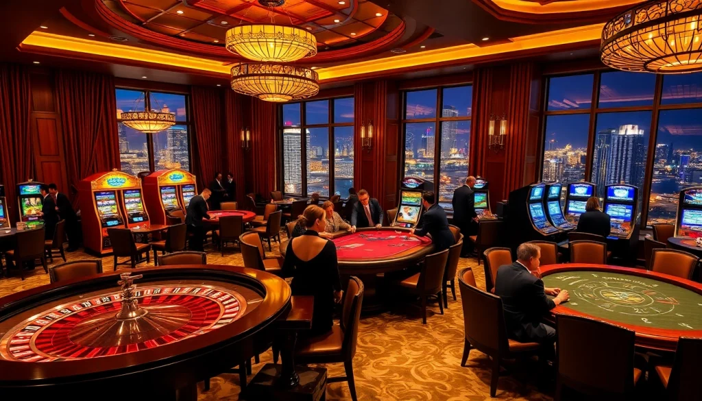 Experience the thrilling atmosphere of 388bet's online gaming in a lavish casino setting.