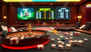 Effortlessly navigate sbobet login on a luxurious online gambling interface with vibrant colors and engaging visuals.