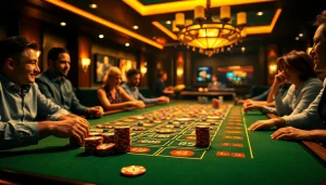 Pinco Casino heftelik teklifer ilə dolu müasir kazino masası və oyunçular.