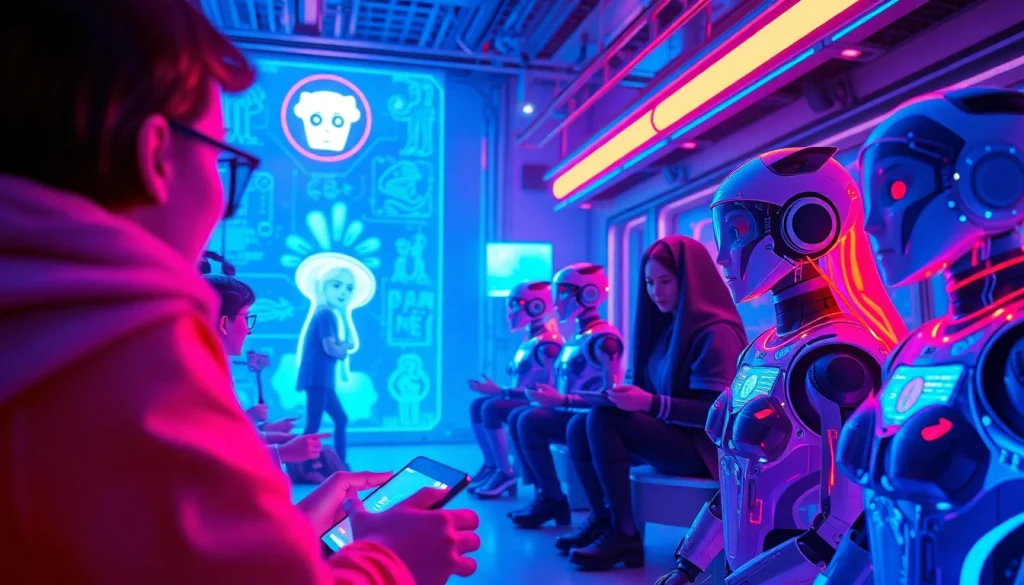 Explore the innovative world of free nsfw ai chatbots interacting in a vibrant digital landscape.