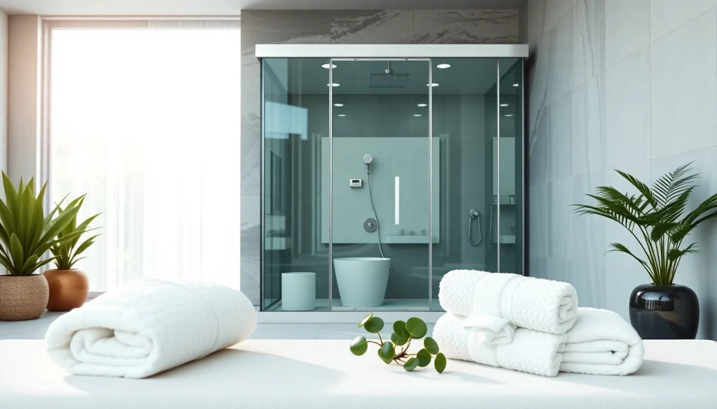 Installer une cabine de douche italienne moderne avec des parois en verre dans une salle de bains élégante.