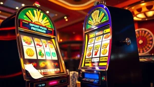 Rasakan sensasi slot deposit pulsa tanpa potongan dengan mesin slot yang berwarna-warni dan elemen kasino.
